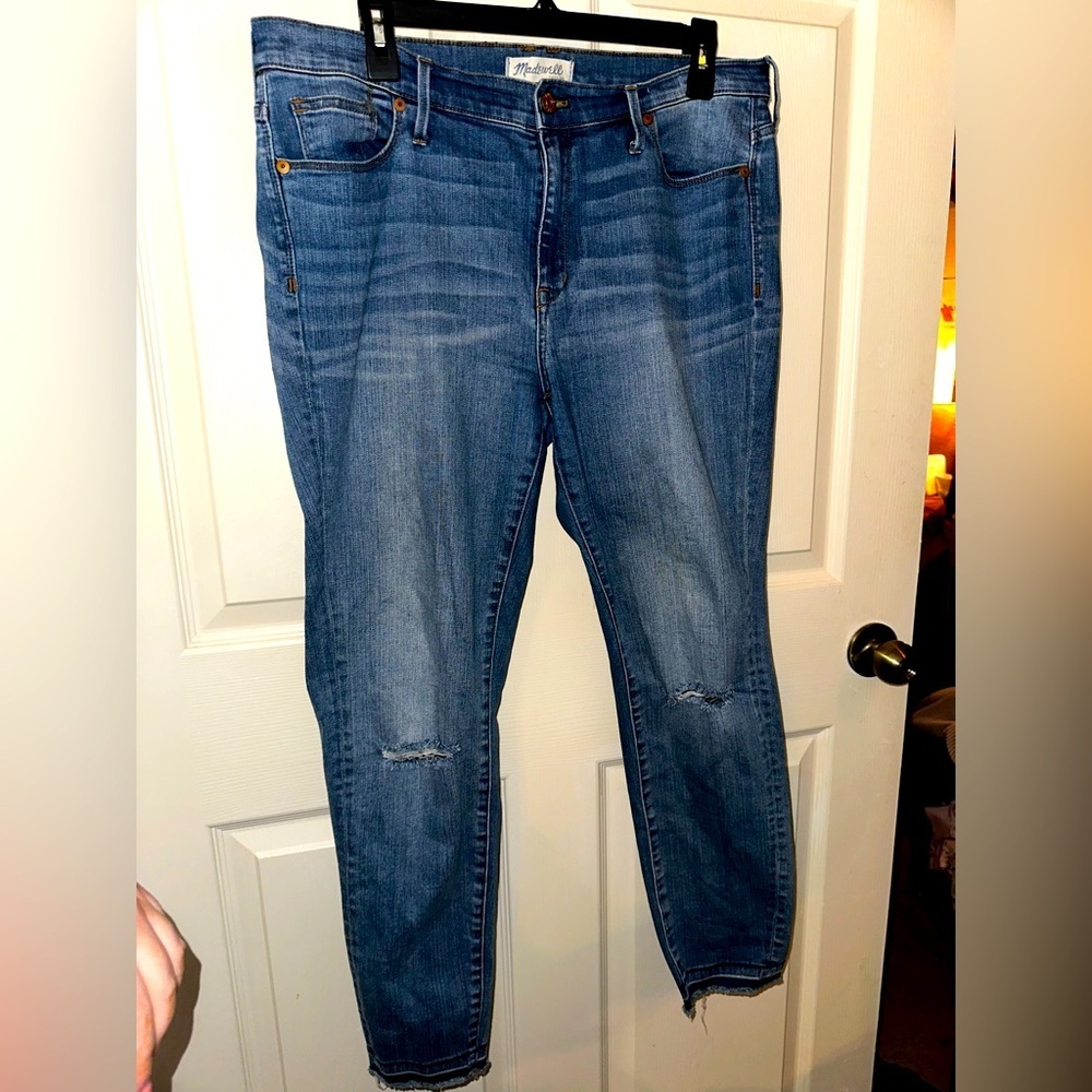 Madewell Women’s Blue High Riser skinny distressed denim Jeans 32